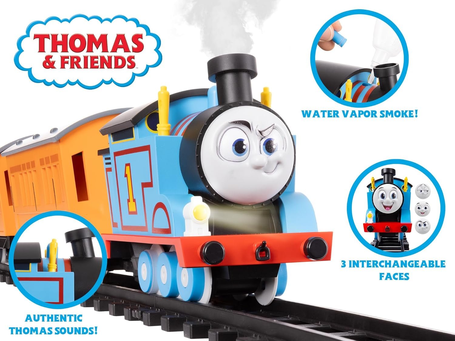 Mattel Thomas & Friends Battery O Gauge Toy Train Set with Remote, Locomotive, Train Cars, & Track with Authentic Train Sounds, Lights, & Water Vapor Smoke Effects for Kids 4+ - BYMRR Train Store