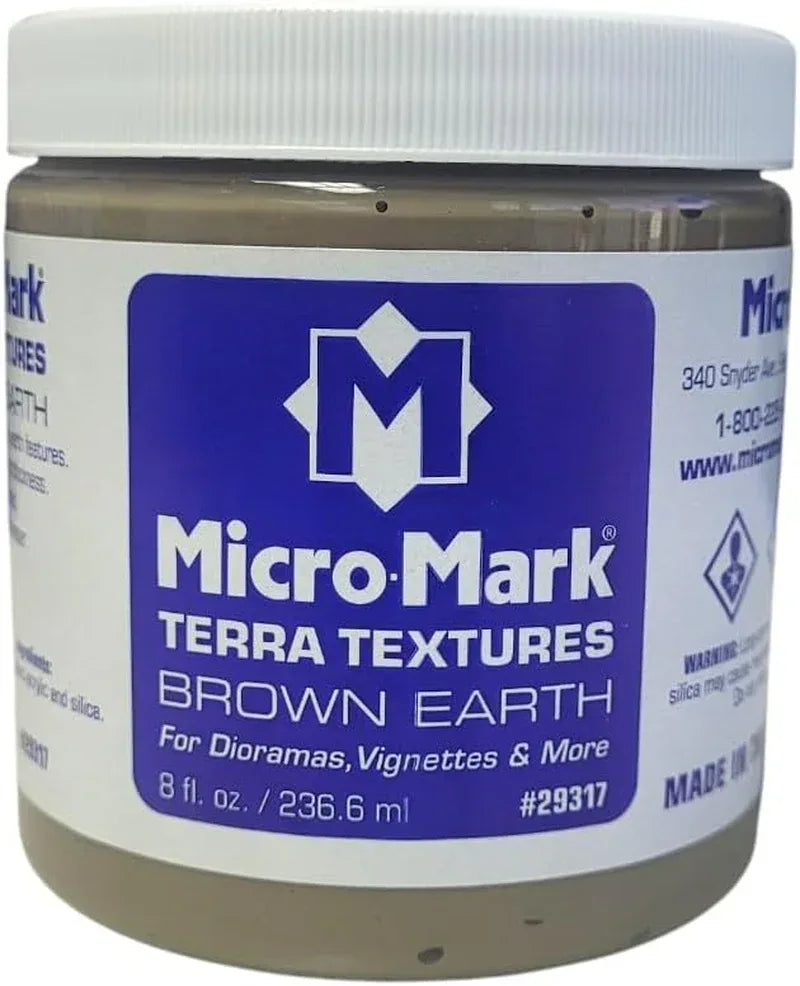 Micro-Mark Terra Textures Brown Earth for dioramas and miniatures, showing textured brown earth surface on a crafting project.