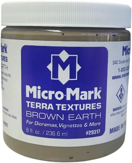 Micro-Mark Terra Textures Brown Earth for dioramas and miniatures, showing textured brown earth surface on a crafting project.