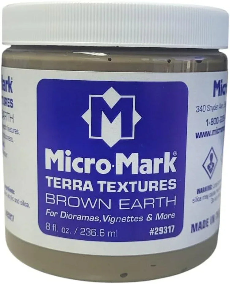 Micro-Mark Terra Textures Brown Earth for dioramas and miniatures, showing textured brown earth surface on a crafting project.