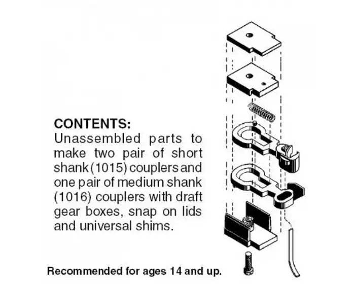 Micro Trains 00102000 Universal Mount Coupler Unassembled 3 pair (2 short, 1 regular shank) - BYMRR Train Store