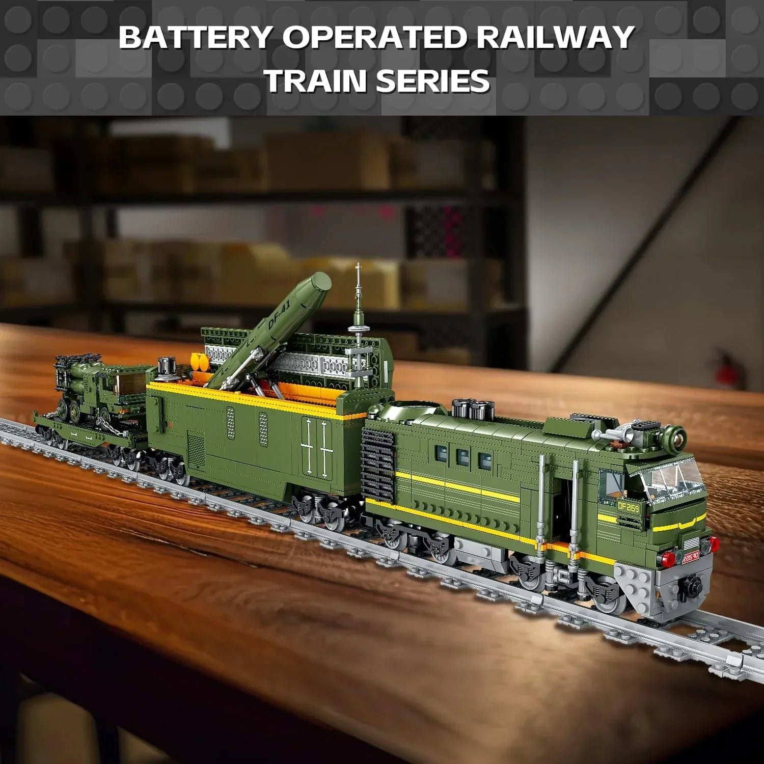 Military Train Building Set - 1174 Pieces Compatible with Lego, Includes Lights, Missiles, Trucks, and Train Tracks - - BYMRR Train Store