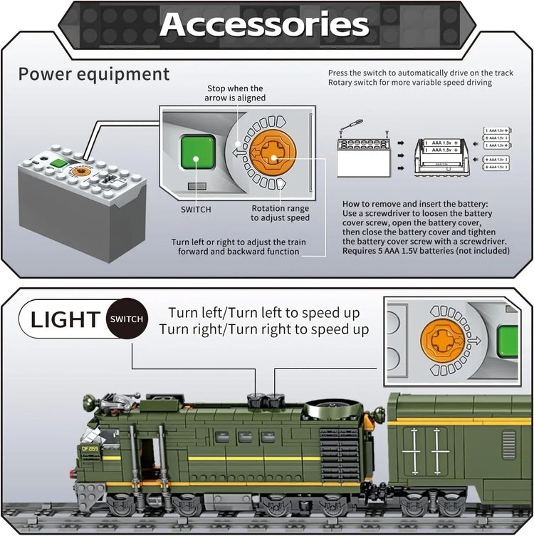 Military Train Building Set - 1174 Pieces Compatible with Lego, Includes Lights, Missiles, Trucks, and Train Tracks - - BYMRR Train Store