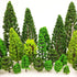 Set of 36 mixed model trees in various heights from MOMOONNON, natural green landscape decor for train scenery and DIY crafts.