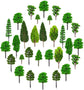 Set of 36 mixed model trees in green, ranging 1.36 to 6 inches, for train scenery, architectural models, and DIY crafts by MOMOONNON.