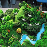 36-piece MOMOONNON model tree set with natural green foliage, ranging from 1.36 to 6 inches for train scenery and craft projects