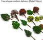 Assorted miniature artificial trees for model train scenery and diorama, featuring 70 small plastic trees in various styles.