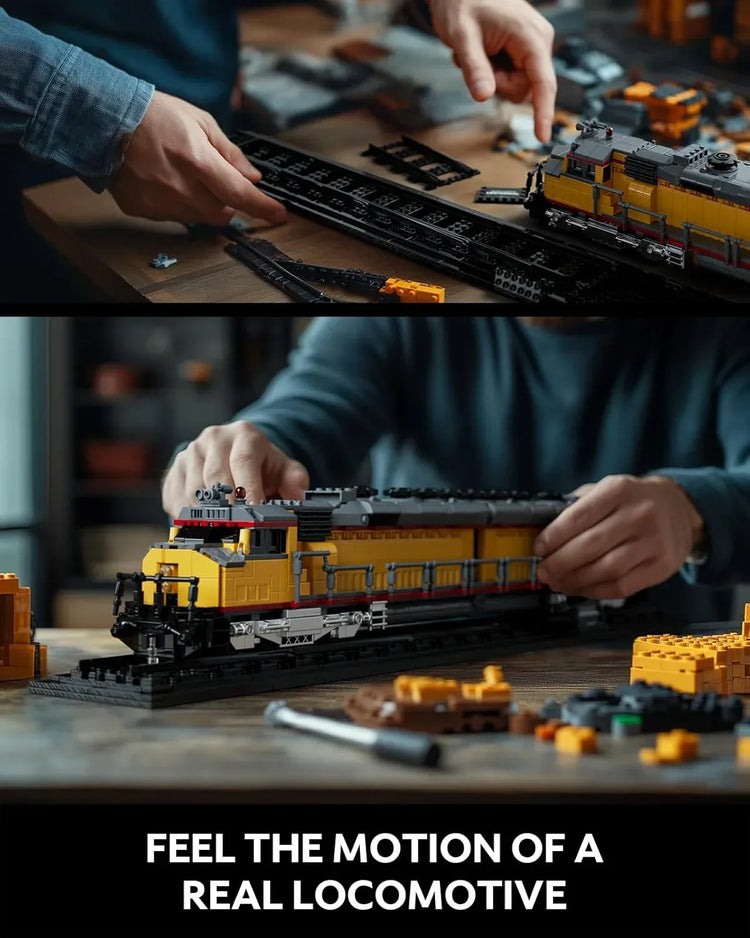 Nifeliz DDA40X Locomotive building set with base, detailed steam train model, ideal for collectors and home décor, 1603 pieces.