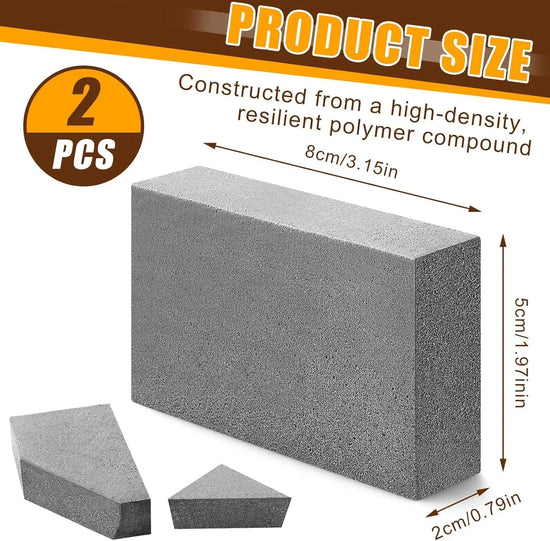 Patelai 2-pack gray abrasive cleaning blocks for HO and N scale model train tracks, measuring 3.2 x 2 x 0.8 inches.