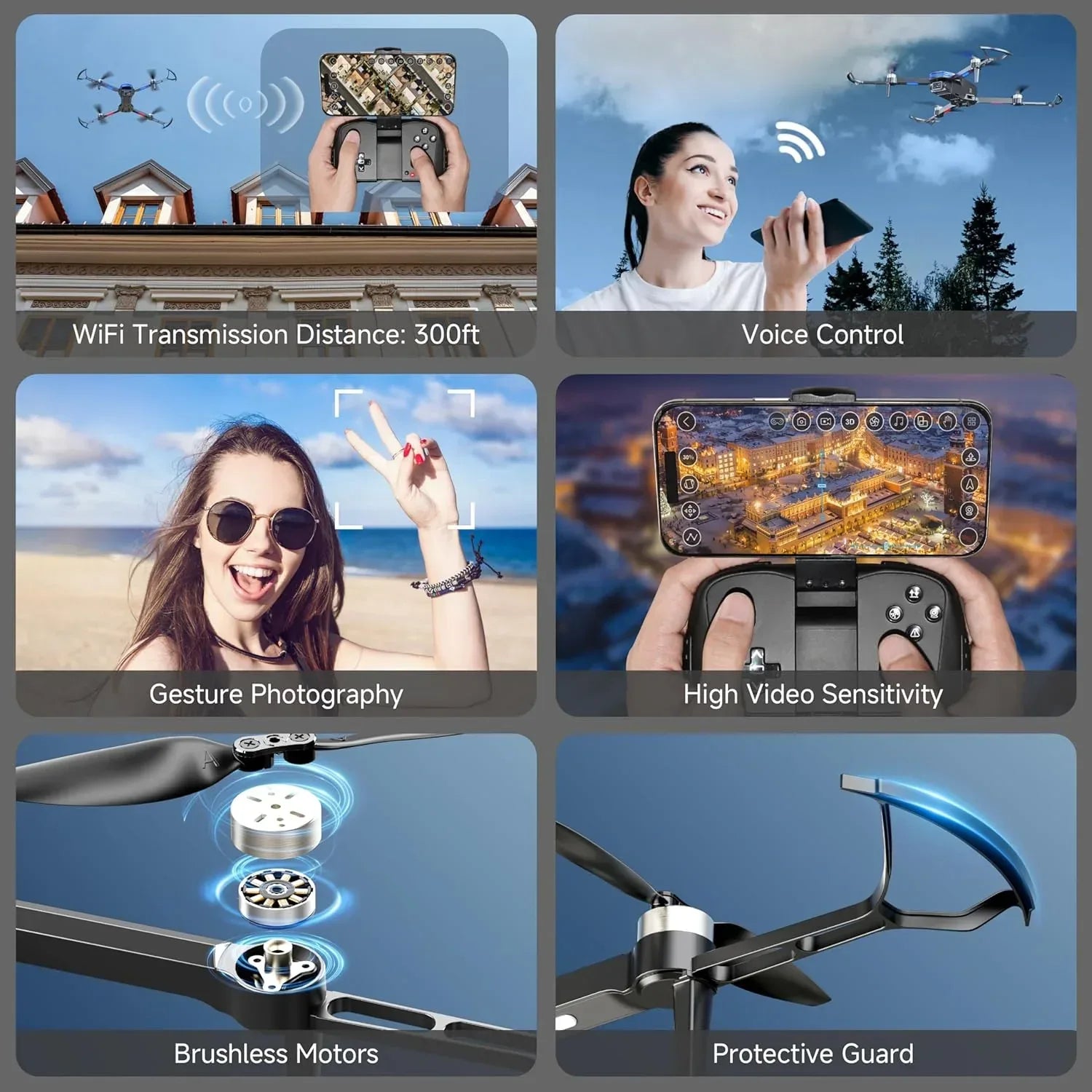 4K brushless motor drone with camera for adults, featuring sleek design and advanced aerial photography capabilities.