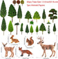 Mixed model plastic trees set by Shenzhenshi Tian Jiao Baobao for HO scale train scenery with animal figures, 70 pieces, 1.5-6 inches.