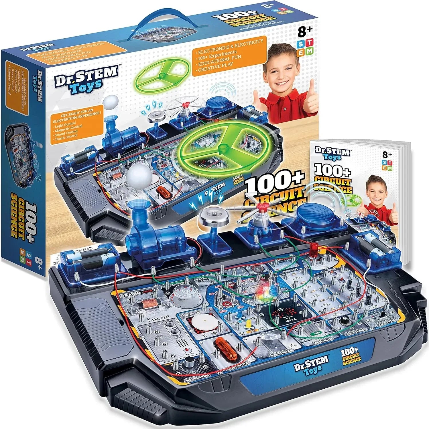 Dr. STEM Circuit Science Kit by Thin Air Brands with colorful components for interactive electrical experiments including lights and sounds.