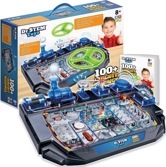 Dr. STEM Circuit Science Kit by Thin Air Brands with colorful components for interactive electrical experiments including lights and sounds.