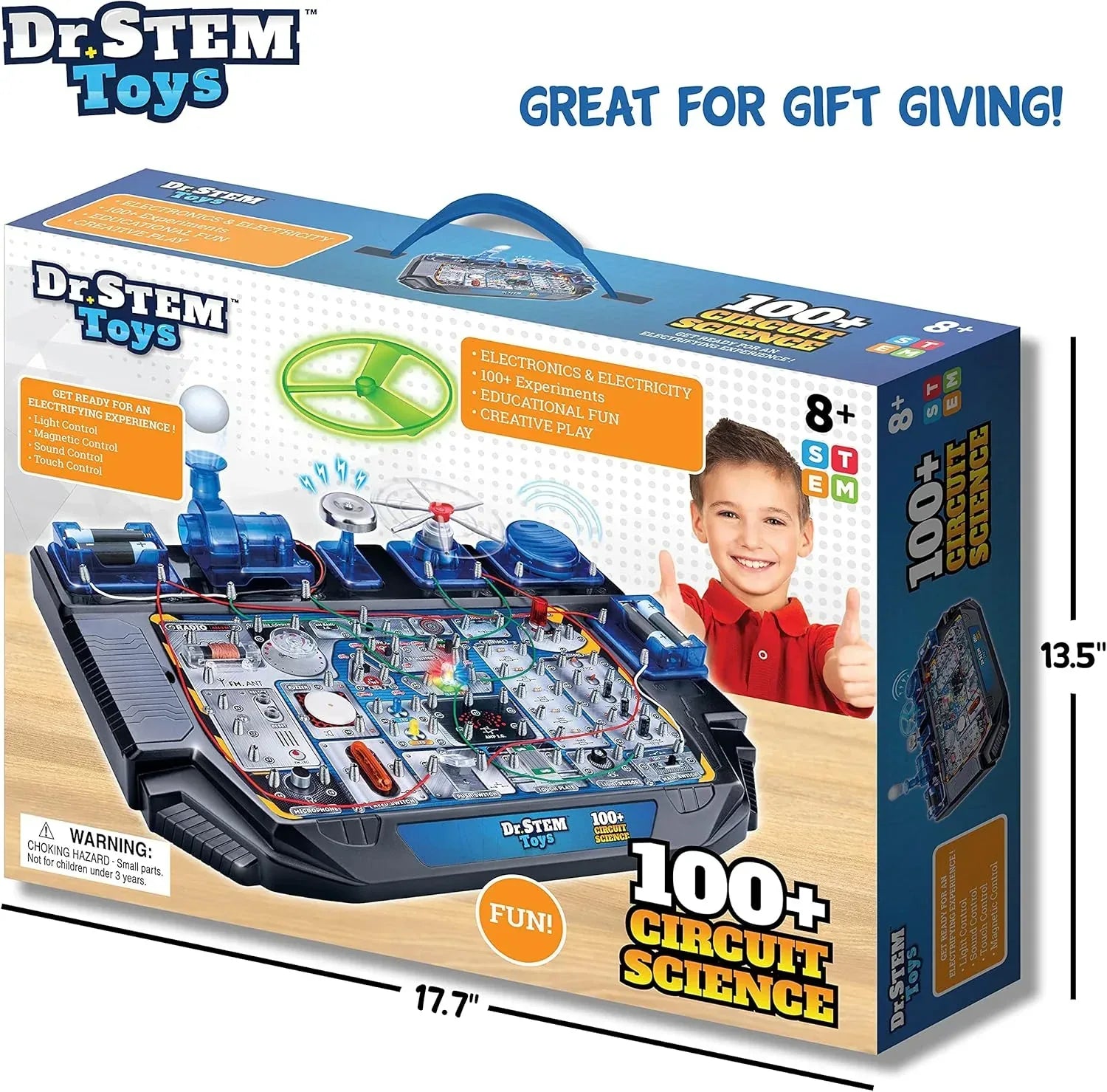 Dr. STEM Circuit Science Kit by Thin Air Brands with colorful wires, LEDs, and components for interactive electrical experiments for ages 8+.