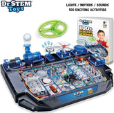 Dr. STEM Circuit Science Kit by Thin Air Brands showing colorful components, wires, and experiment setup for electrical experiments.