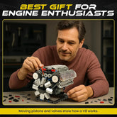 Turtten V8 Engine Model Kit, DIY functional mini V8 engine with visible combustion mechanism, 535-piece STEM engineering kit for ages 14+.
