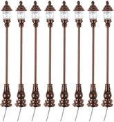 Uonlytech 8-piece miniature garden lighting set with grey decorative lamps for dollhouses, nativity scenes, and model street displays