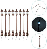 Uonlytech 8-piece miniature garden lighting set with grey decorative lamps for dollhouses, nativity scenes, and model train displays.