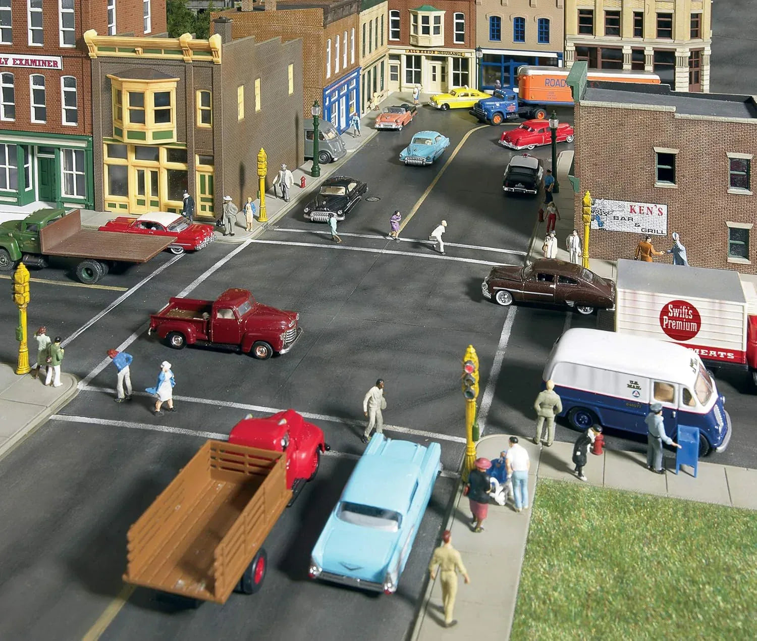 Walthers Cornerstone HO Scale Asphalt Street System - Straight Sections Package (10) with Accessories 933-3195 - Scenery Kit for Model Railroads - BYMRR Train Store