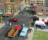 Walthers Cornerstone HO Scale Asphalt Street System - Straight Sections Package (10) with Accessories 933-3195 - Scenery Kit for Model Railroads - BYMRR Train Store