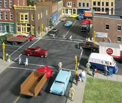 Walthers Cornerstone HO Scale Asphalt Street System - Straight Sections Package (10) with Accessories 933-3195 - Scenery Kit for Model Railroads - BYMRR Train Store