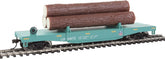 HO Scale Walthers Trainline red log dump car with realistic logs for model train layouts.