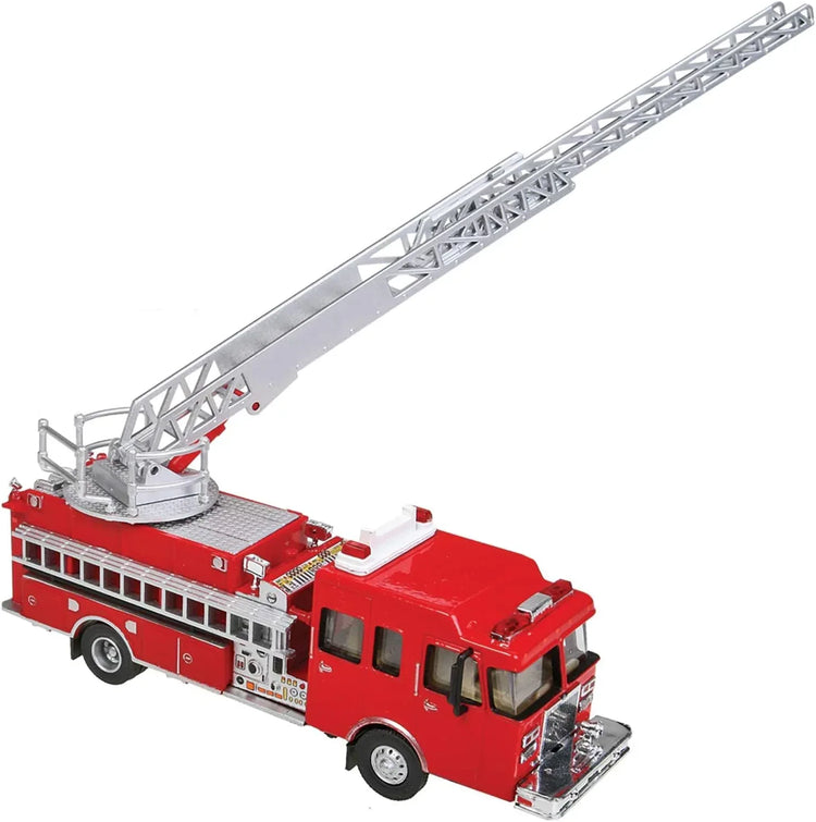 Walthers Scenemaster Heavy-Duty Professional Ladder Truck model with detailed ladder and truck body for model railway scenes.