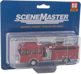 Walthers Scenemaster Heavy-Duty Professional Ladder Truck model with detailed ladder and truck body, used in train scenery and dioramas.