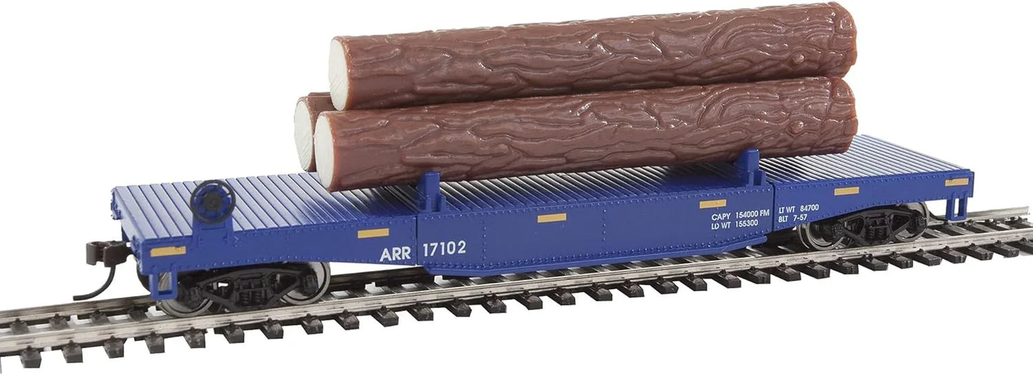 Walthers Trainline Log Dump Car with 3 Logs-Ready to Run-Alaska Railroad 