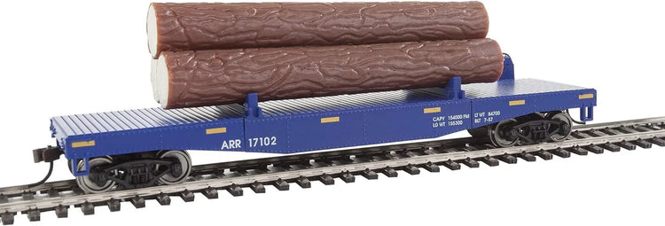 Walthers Trainline Log Dump Car with 3 Logs-Ready to Run-Alaska Railroad 