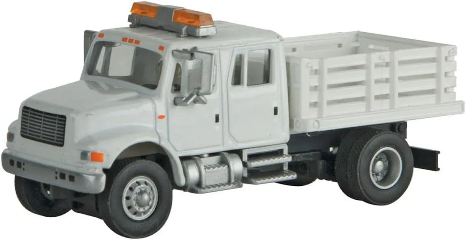 Walthers HO Scale International 4900 Open Stake Bed Truck - White Railroad Maintenance Vehicle - BYMRR Train Store