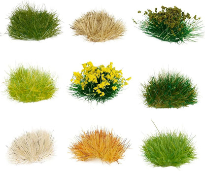 Warmtree 126-Piece Static Grass Bushy Tufts and Lowland Shrubs Terrain Model Kit for Train Landscape, Railroad Scenery, Military Layouts, and Miniature Dioramas - BYMRR Train Store