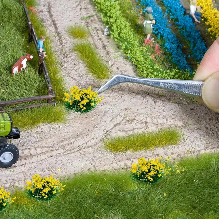 Warmtree 126-Piece Static Grass Bushy Tufts and Lowland Shrubs Terrain Model Kit for Train Landscape, Railroad Scenery, Military Layouts, and Miniature Dioramas - BYMRR Train Store