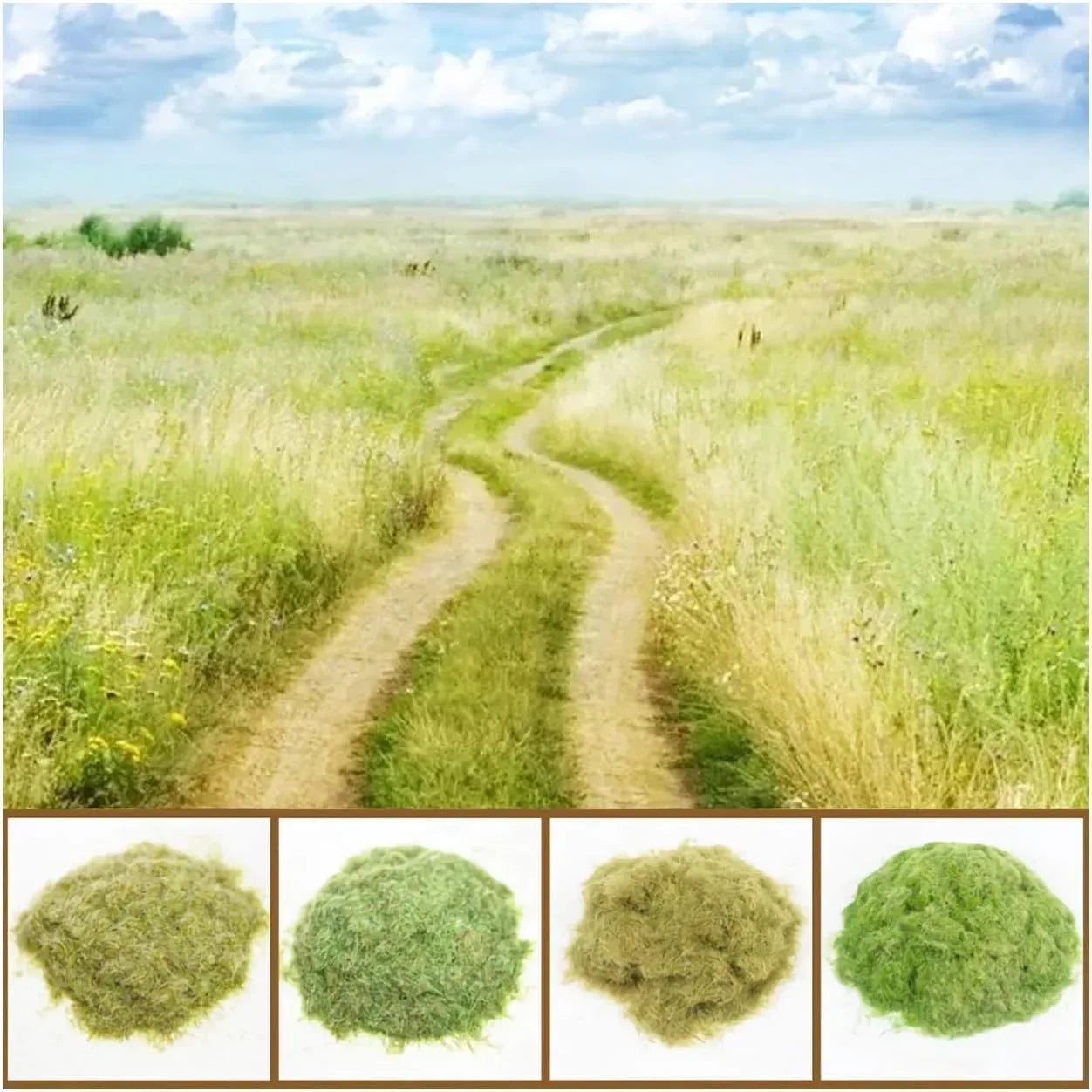 Warmtree 4-Piece Mixed Static Grass Terrain Powder Set for Diorama and Model Landscape Simulation - BYMRR Train Store