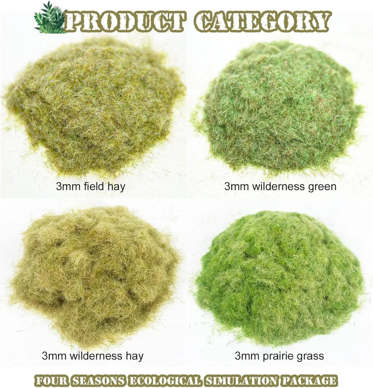Warmtree 4-Piece Mixed Static Grass Terrain Powder Set for Diorama and Model Landscape Simulation - BYMRR Train Store