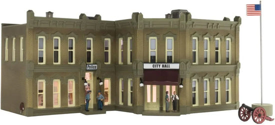 HO scale Municipal Building model by Woodland Scenics with detailed architecture for model train layouts.
