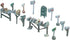 Woodland Scenics HO Scale D206 Assorted Mailboxes Set with 17 miniature mailboxes for model train scenery.