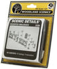 Woodland Scenics D206 HO scale assorted mailbox set with 17 detailed mailboxes for model train scenery.