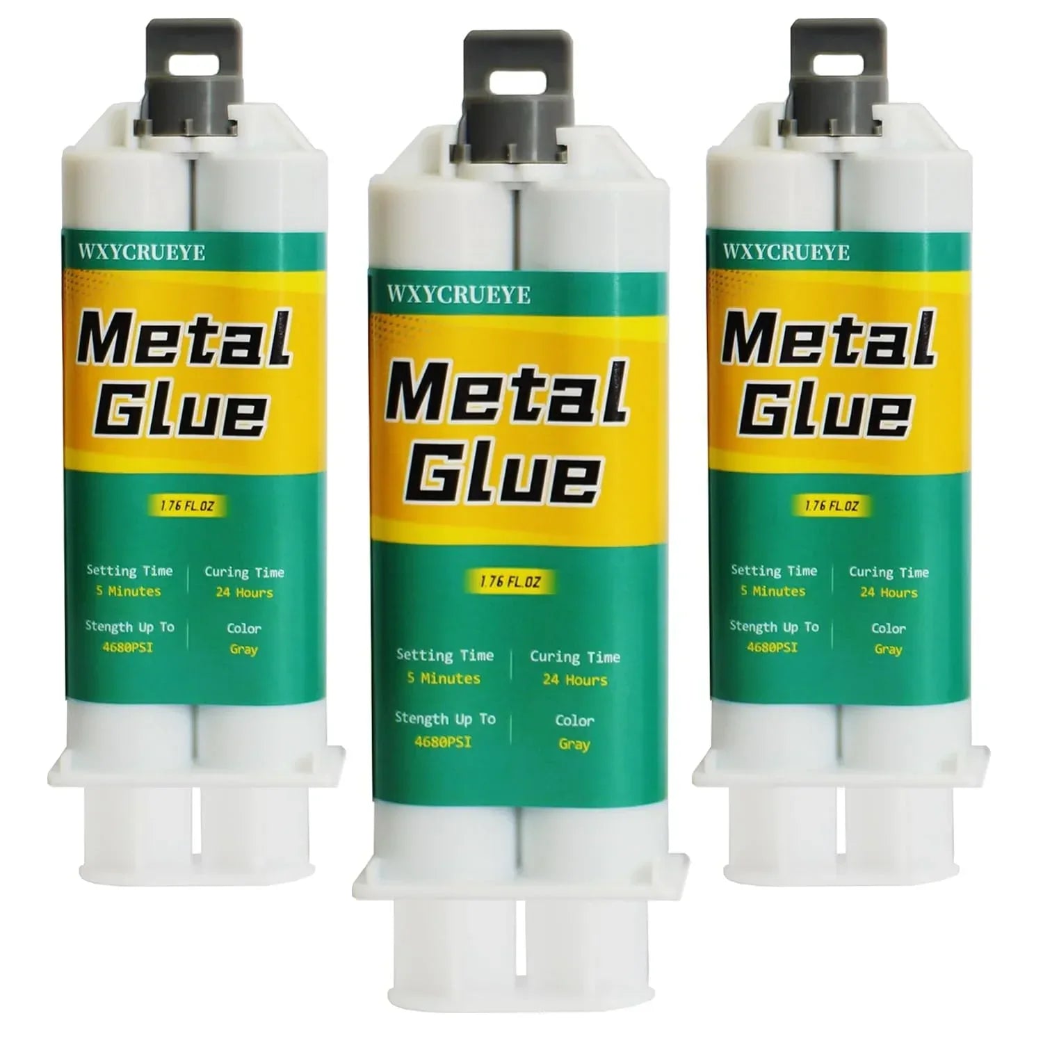 WXYCRUEYE professional metal repair adhesive kit with three epoxy liquid welds for stainless steel, aluminum, and plastics repair.