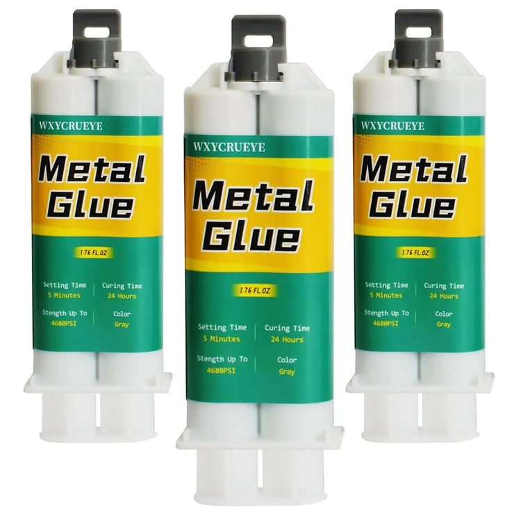 WXYCRUEYE professional metal repair adhesive kit with three epoxy liquid welds for stainless steel, aluminum, and plastics repair.