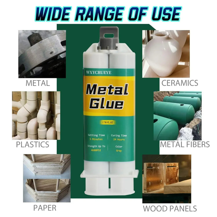 WXYCRUEYE professional metal repair adhesive kit with three epoxy liquid welds for stainless steel, aluminum, and plastics repair.