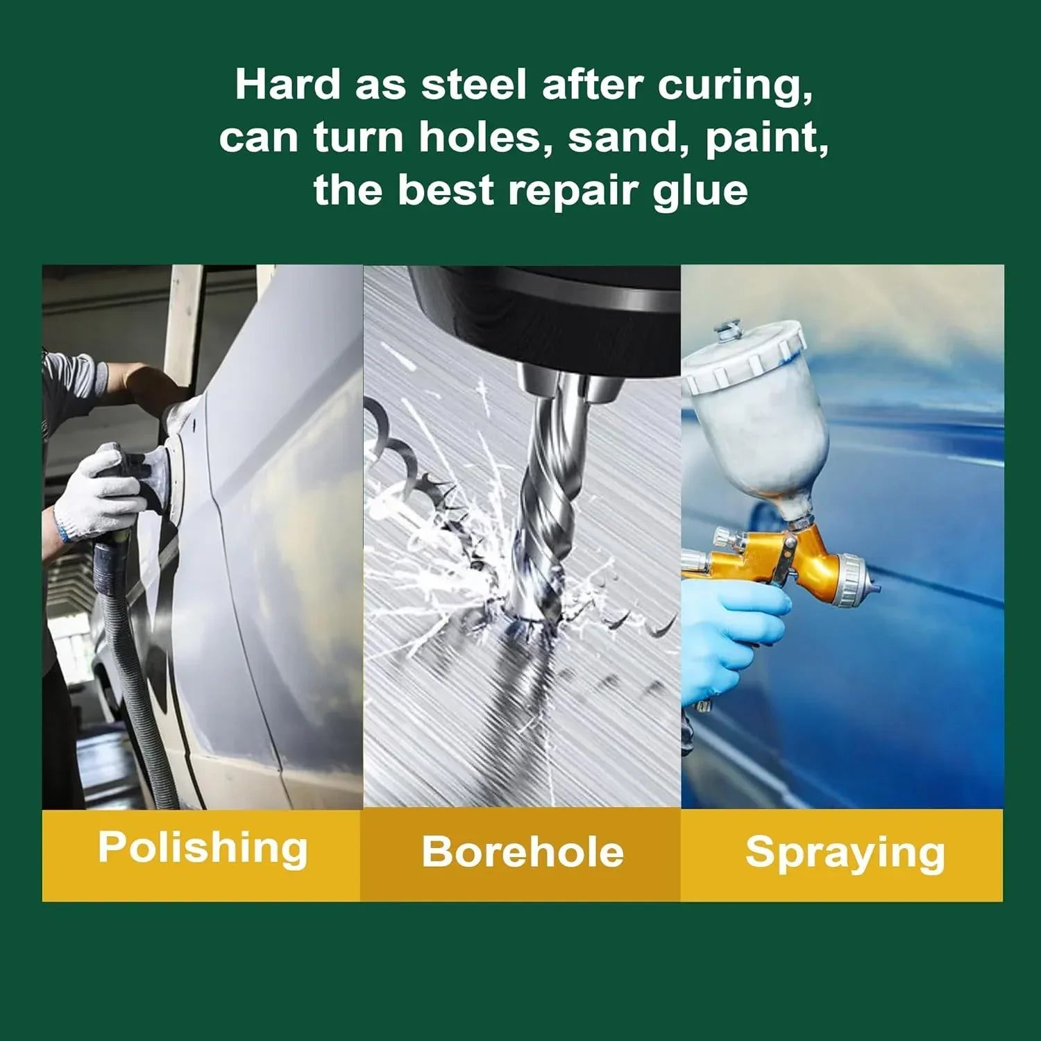 WXYCRUEYE professional metal repair adhesive kit with three epoxy liquid welds for stainless steel, aluminum, and plastics repair.