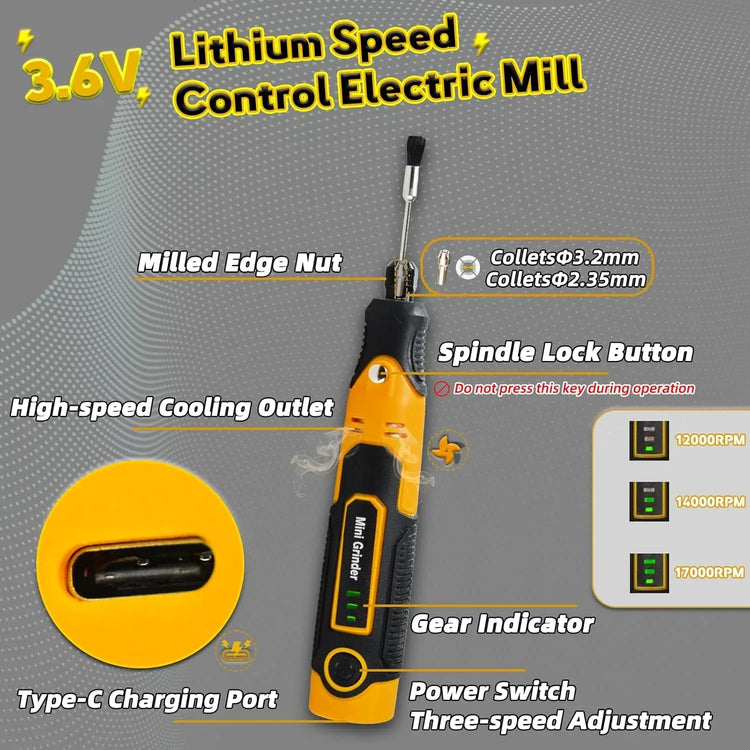 XIFOWE mini cordless rotary sander kit for 3D printing, ideal for drilling, sanding, and polishing resin models.
