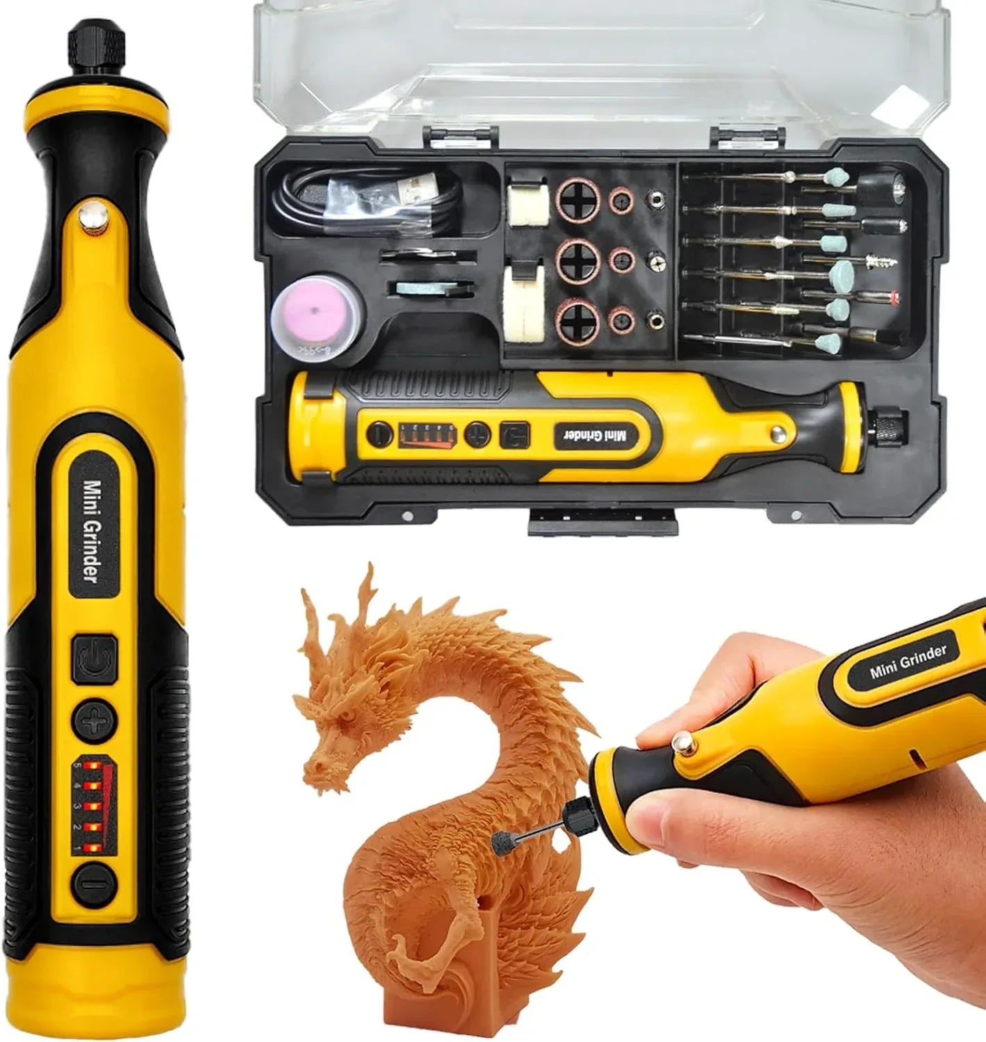 XIFOWE mini cordless rotary sander kit for 3D printing, ideal for drilling, sanding, and polishing resin models.