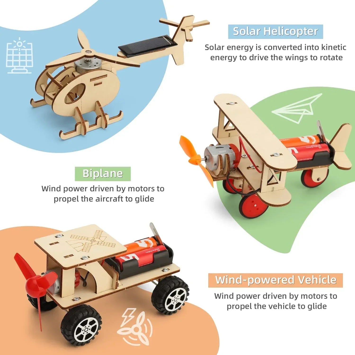 STEM Building Kits for Children Aged 5-12: 6 Wooden Craft Projects and 3D Puzzles for Educational Development and Gift-Giving - BYMRR Train Store