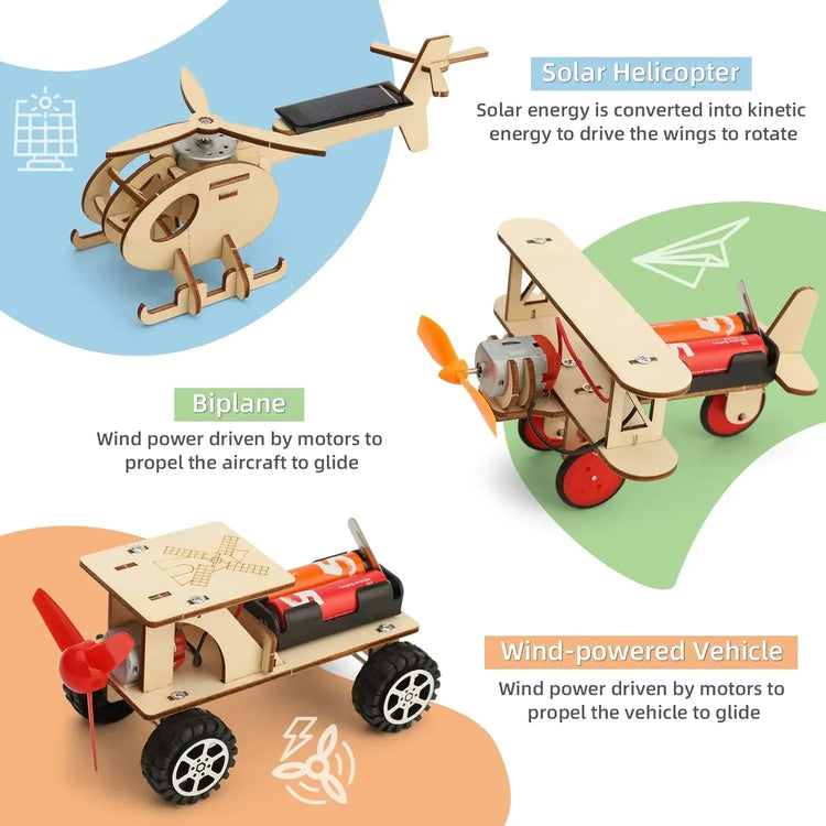 STEM Building Kits for Children Aged 5-12: 6 Wooden Craft Projects and 3D Puzzles for Educational Development and Gift-Giving - BYMRR Train Store