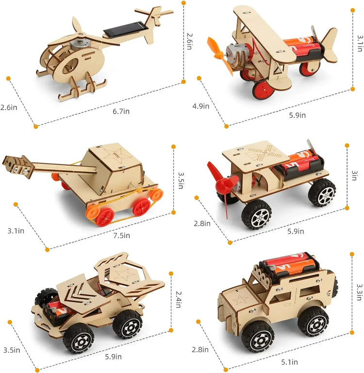 STEM Building Kits for Children Aged 5-12: 6 Wooden Craft Projects and 3D Puzzles for Educational Development and Gift-Giving - BYMRR Train Store