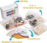 STEM Building Kits for Children Aged 5-12: 6 Wooden Craft Projects and 3D Puzzles for Educational Development and Gift-Giving - BYMRR Train Store