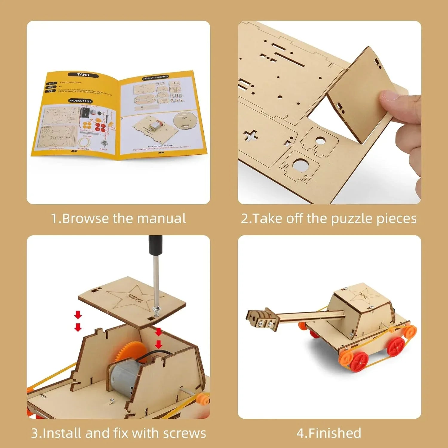 STEM Building Kits for Children Aged 5-12: 6 Wooden Craft Projects and 3D Puzzles for Educational Development and Gift-Giving - BYMRR Train Store