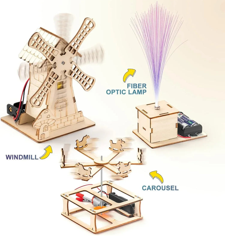 YUTIN 5-pack STEM science kits for kids featuring wood arts, crafts, 3D puzzles, and engineering models for ages 8-14.